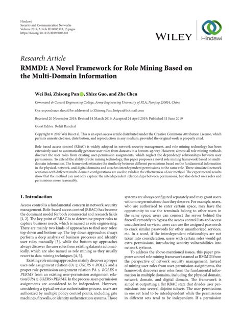 (PDF) RMMDI: A Novel Framework for Role Mining Based on the .